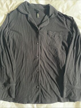 NWOT Skims black pajama top in color onyx black long sleeve ribbed button down